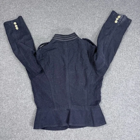 Ralph Lauren Polo Jeans Military Jacket Womens XS Black Brass Button Coat - Picture 15 of 16